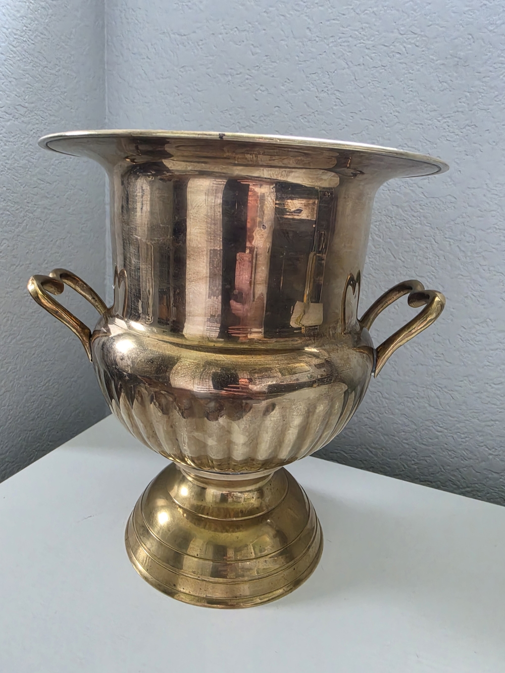 Vintage Brass Champagne Bucket With Ornate Handles